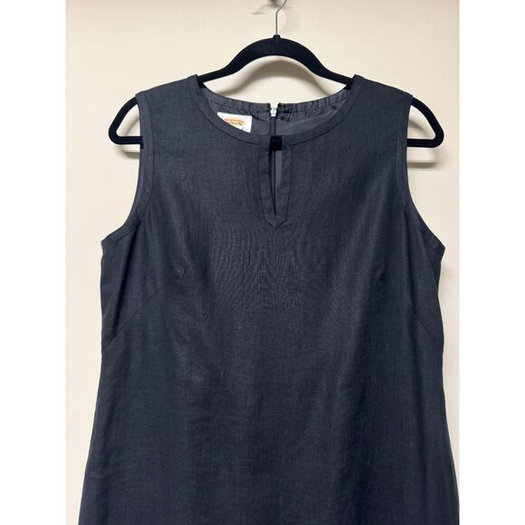 VTG - TALBOTS 100% Irish Linen Black Keyhole Front Sheath Midi Dress, Sz 12P - Picture 2 of 12